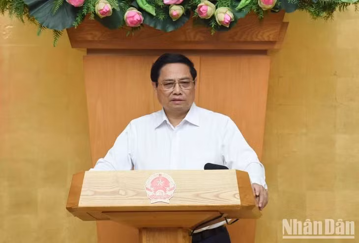 Thủ tướng Phạm Minh Chính phát biểu ý kiến tại phiên họp. (Ảnh: Trần Hải)