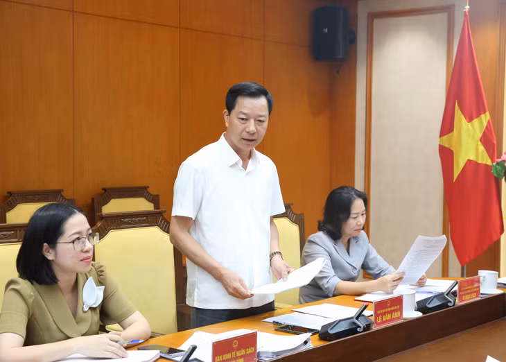 Đồng chí Lê Văn Ánh, Phó Chủ tịch HĐND tỉnh, phát biểu thảo luận tại cuộc họp.