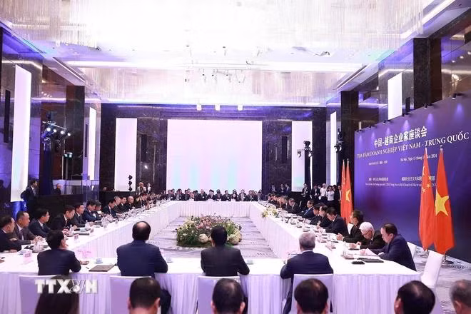 Tọa đàm doanh nghiệp Việt Nam-Trung Quốc. (Ảnh: Dương Giang/TTXVN)