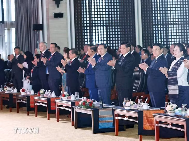 Chủ tịch Quốc hội Trần Thanh Mẫn và các đại biểu tham dự Phiên khai mạc Đại hội đồng Liên Nghị viện các Quốc gia Đông Nam Á lần thứ 45. (Ảnh: Thống Nhất/TTXVN)