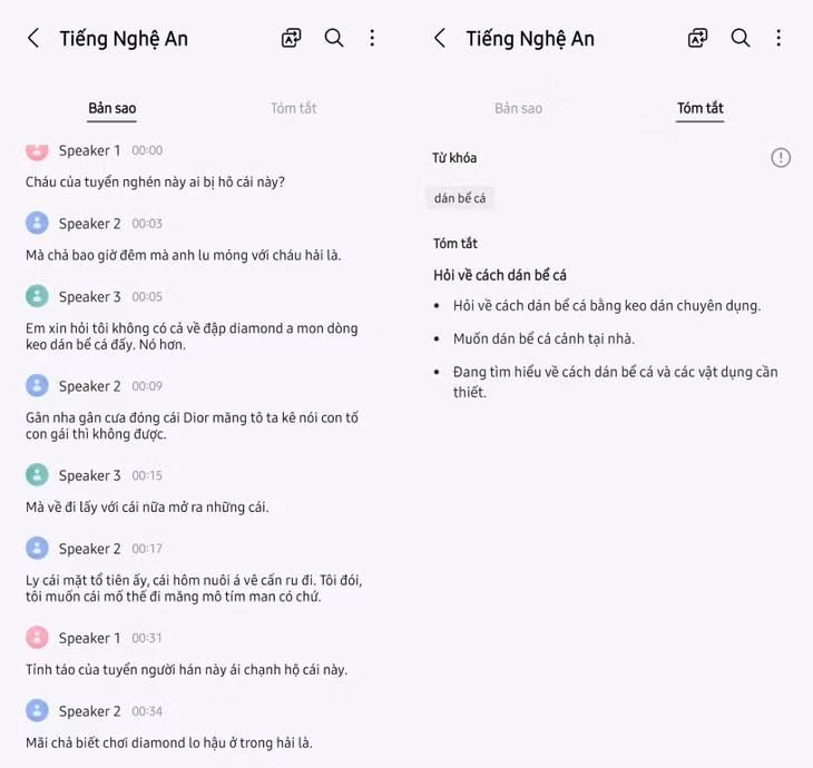 Tiếng Nghệ An hiện vẫn còn là thử thách với Galaxy AI, vừa có cách phát âm khác biệt, vừa có nhiều từ địa phương.