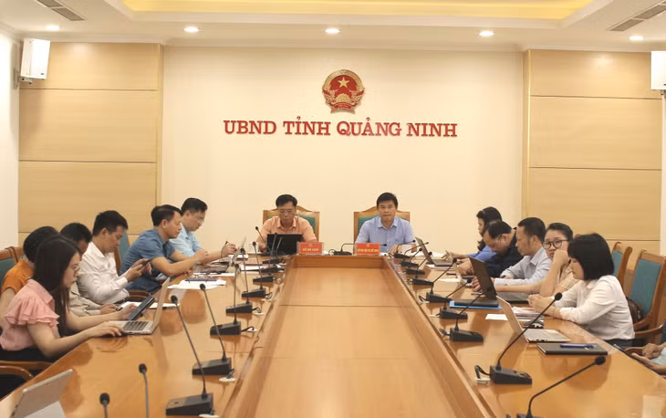 Quang cảnh hội nghị tại điểm cầu Quảng Ninh.