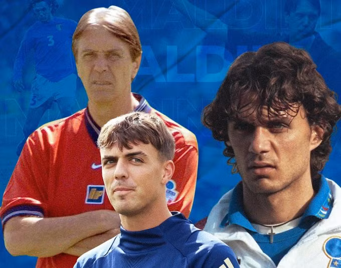 Ba thế hệ nhà Maldini trên tuyển Italy. Ảnh: Romano