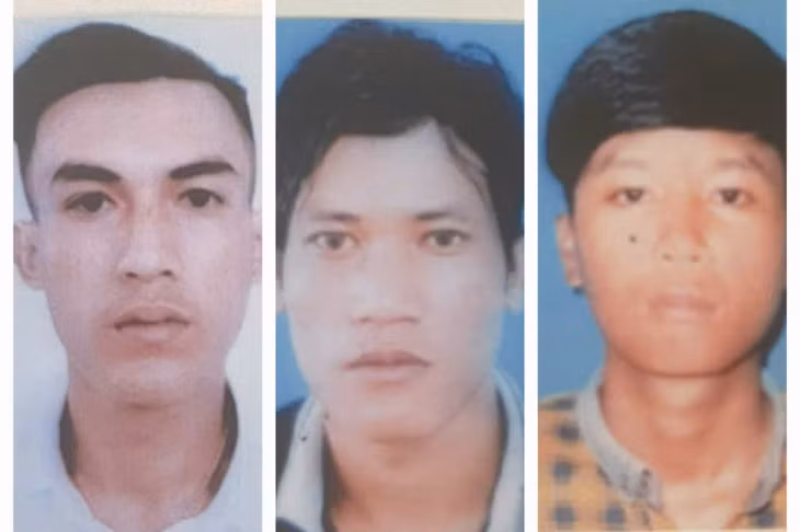 Từ trái qua: bị can Kim Ngọc Đa, Lý Chanh Thi và Thạch Chiêl