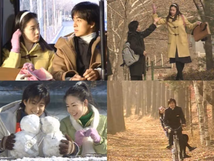 Bae Yong Joon và Choi Ji Woo gây thương nhớ với mối tình ngọt ngào trong Bản tình ca mùa đông - Ảnh: KBS 2TV