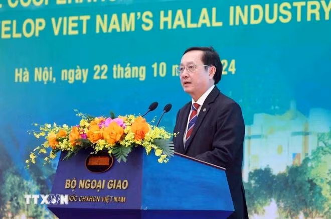 Bộ trưởng Bộ Khoa học và Công nghệ Huỳnh Thành Đạt phát biểu. (Ảnh: Phạm Kiên/ TTXVN)