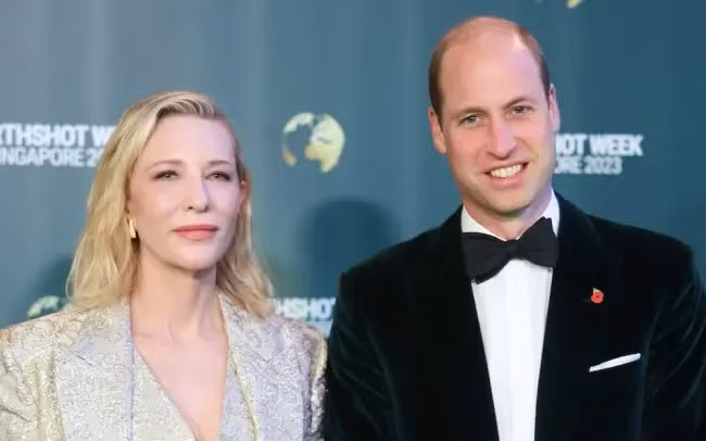 Diễn viên Cate Blanchett và Hoàng tử Anh William tại Lễ trao giải Earthshot năm 2023 (Ảnh: Chris Jackson)