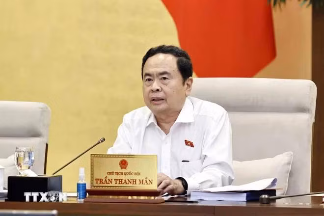 Chủ tịch Quốc hội Trần Thanh Mẫn phát biểu. (Ảnh: Doãn Tấn/TTXVN)