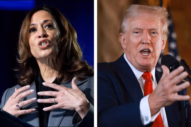 Phó Tổng thống Mỹ Kamala Harris và ông Donald Trump. Ảnh: Politico