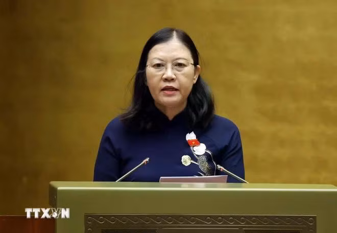 Đại biểu Quốc hội tỉnh Quảng Bình Nguyễn Mạnh Cường phát biểu ý kiến. (Ảnh: Doãn Tấn/TTXVN)