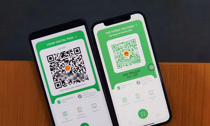 PC-Covid phiên bản mới không yêu cầu bật tính năng truy vết và mã QR được phóng to khi không ẩn thông tin. Ảnh: Lưu Quý