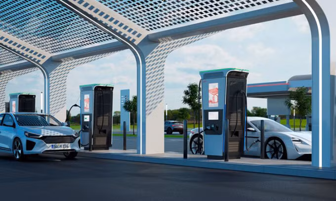 Trạm sạc xe điện Terra 360 của ABB. Ảnh: ABB/Reuters