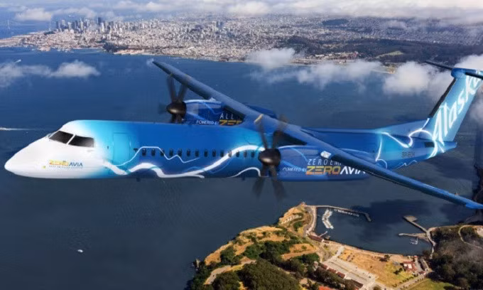 Thiết kế máy bay hydro - điện không thải khí của Alaska Air Group và ZeroAvia. Ảnh: Alaska Airlines