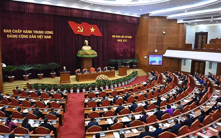 Quang cảnh Hội nghị lần thứ 5 Ban Chấp hành Trung ương Đảng Cộng sản Việt Nam khóa XIII. (Ảnh: ĐĂNG KHOA)