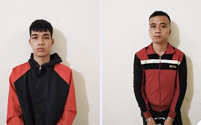 Tô Văn Đức và Nông Văn Nhuận tại cơ quan Công an.