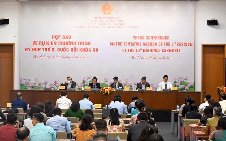 Buổi họp báo về dự kiến chương trình Kỳ họp thứ ba, Quốc hội khóa XV. (Ảnh: DUY LINH)