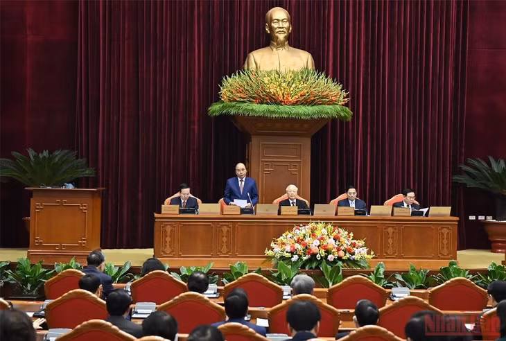 Chủ tịch nước Nguyễn Xuân Phúc điều hành Hội nghị. (Ảnh: ĐĂNG KHOA)