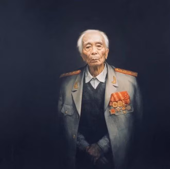 Bức thứ hai có tiêu đề "Đại tướng Võ Nguyên Giáp" (sơn dầu, kích thước 89x89cm)