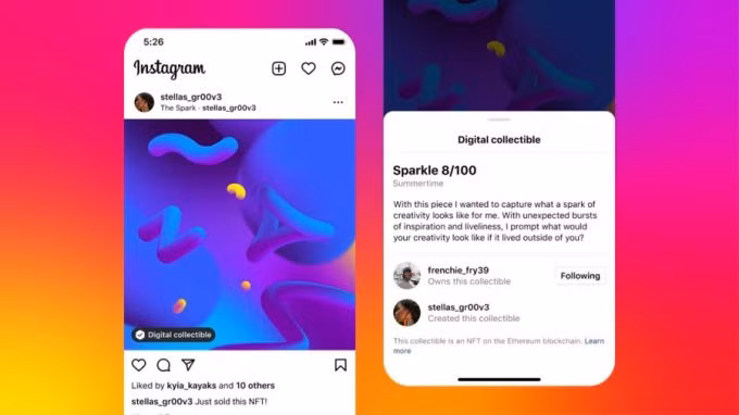 Instagram bắt đầu thử nghiệm cho đăng NFT lên trang cá nhân, Stories hay gửi tin nhắn.