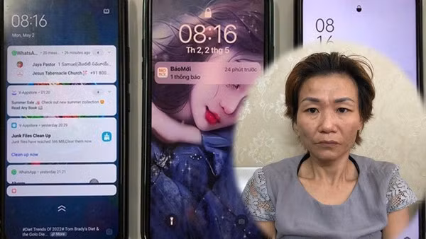 "Nữ quái" Nguyễn Khả Hoa cùng tang vật liên quan đến các vụ trộm cắp tài sản.