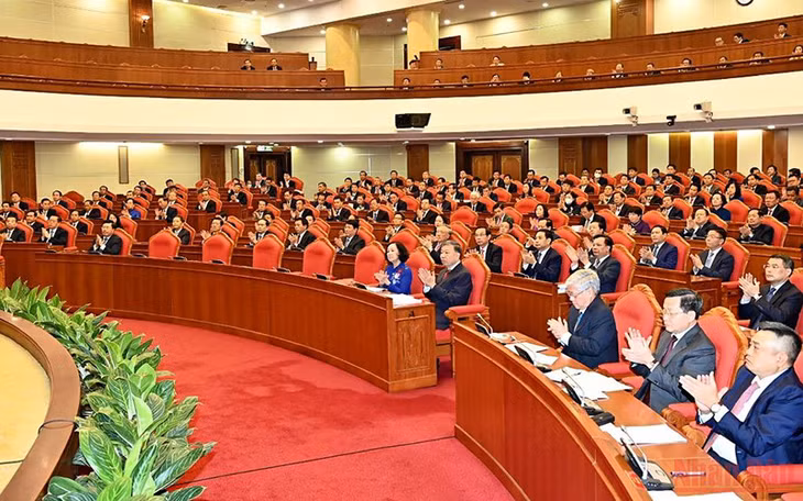 Quang cảnh Hội nghị lần thứ 5 Ban Chấp hành Trung ương Đảng Cộng sản Việt Nam khóa XIII. (Ảnh: ĐĂNG KHOA)