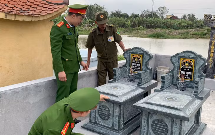 Kịch bản giả chết và xây mộ giả hòng trục lợi bảo hiểm. Ảnh: Công an Thanh Hóa