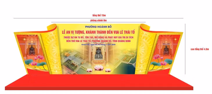 Phối cảnh sân khấu lễ an vị tượng, khánh thành Đền Vua Lê Thái Tổ diễn ra vào ngày 3/1 tới.