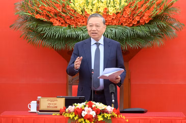 Tổng Bí thư Tô Lâm phát biểu chỉ đạo hội nghị. (Ảnh ĐĂNG KHOA)