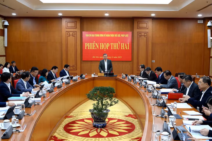 Quang cảnh Phiên họp thứ hai, Ban Chỉ đạo Trung ương về hoàn thiện thể chế, pháp luật. (Ảnh: ĐĂNG KHOA)