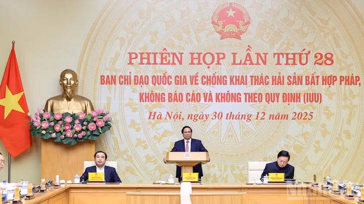 Thủ tướng Phạm Minh Chính chủ trì Phiên họp lần thứ 28 Ban Chỉ đạo Quốc gia về IUU. (Ảnh: TRẦN HẢI)