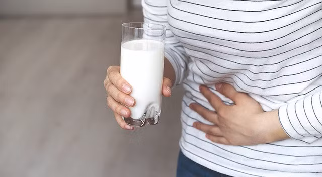 Người không dung nạp lactose rất dễ bị đầy bụng sau khi uống sữa.
