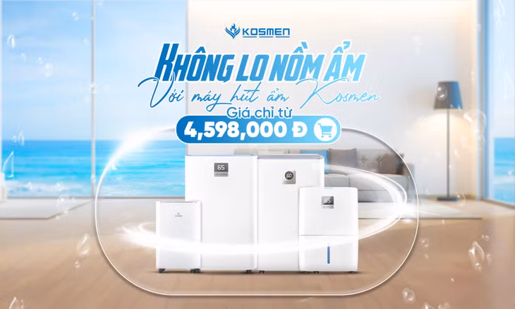 Máy hút ẩm Kosmen xử lý ẩm hiệu quả giá chỉ từ 4.598.000 đồng.