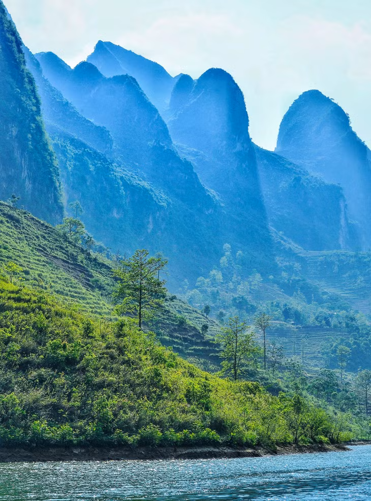 Vẻ đẹp của Nho Quế được tôn lên bởi sự dữ dội, hiểm trở của hẻm vực Tu Sản - nơi được mệnh danh là hẻm vực sâu hàng đầu Đông Nam Á. Hai bên bờ sông là những vách đá vôi dựng đứng cao hơn 800 mét, kéo dài 1.700 mét, nhô ra như những chiếc tai mèo sắc lạnh.
