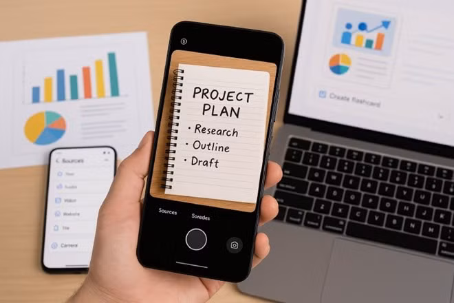 Google triển khai tính năng camera mới cho ứng dụng NotebookLM. Đồ họa: Quang Minh