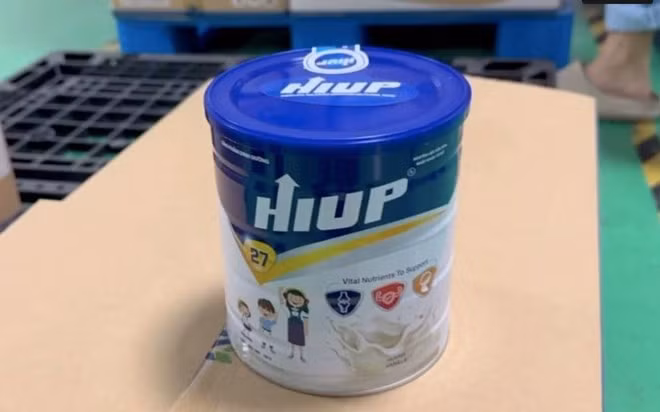 HIUP - một trong số sản phẩm sữa giả của Z Holding. Ảnh: Công an cung cấp