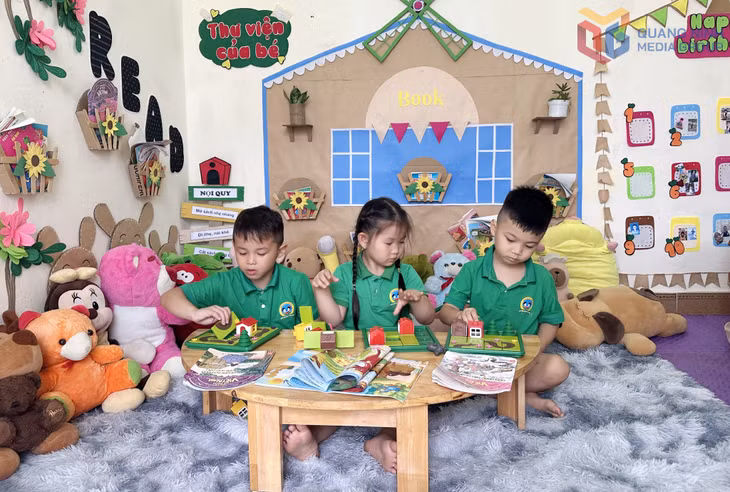 Một tiết học của học sinh Trường Mầm non Mông Dương.