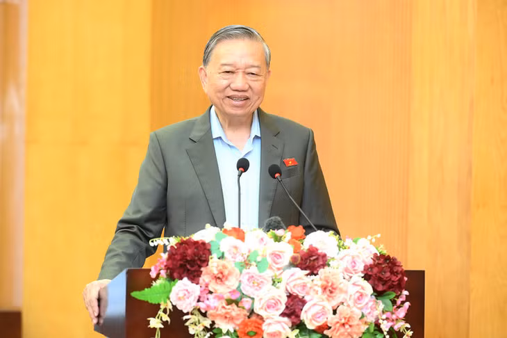 Tổng Bí thư Tô Lâm phát biểu tại Hội nghị xúc cử tri thành phố Hà Nội. (Ảnh ĐĂNG KHOA)