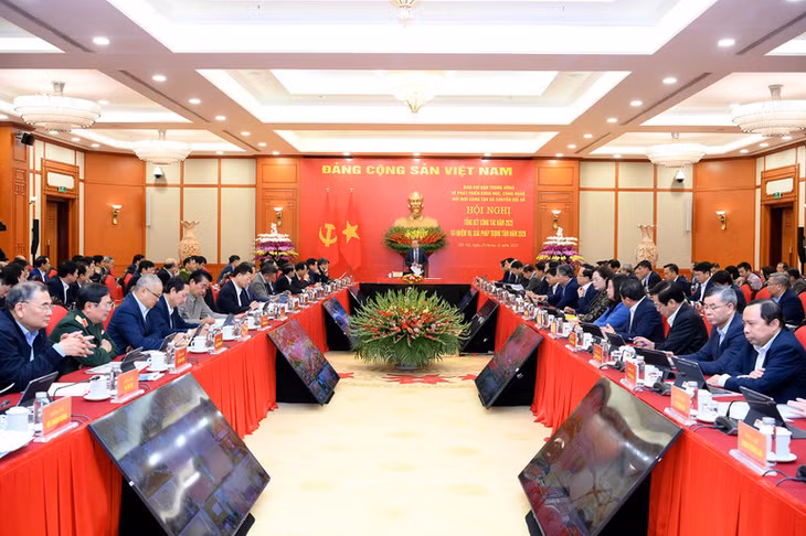 Tổng Bí thư Tô Lâm chủ trì Hội nghị tổng kết công tác năm 2025 của Ban Chỉ đạo Trung ương về phát triển khoa học, công nghệ, đổi mới sáng tạo và chuyển đổi số. (Ảnh ĐĂNG KHOA)
