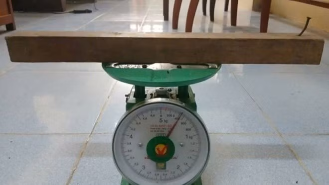 Tang vật là khúc gỗ mà Lộc dùng đánh bạn nhậu. Ảnh: Công an cung cấp