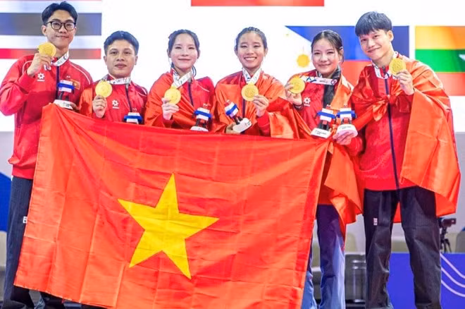 Đoàn thể thao Việt Nam giành 4 huy chương vàng trong ngày thi đấu 10.12 tại SEA Games 33. Ảnh: Minh Dân