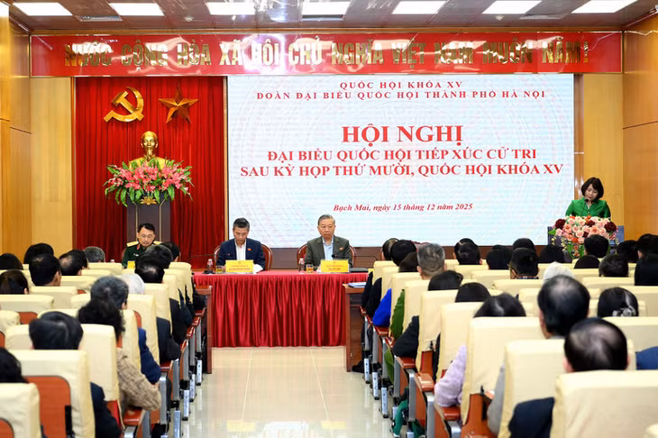 Tổng Bí thư Tô Lâm dự hội nghị tiếp xúc cử tri thành phố Hà Nội sau Kỳ họp thứ 10, Quốc hội khóa XV. (Ảnh: ĐĂNG KHOA)