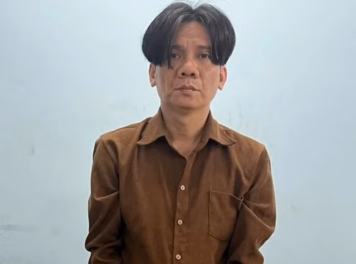 Nguyễn Quốc Huy tại cơ quan công an - Ảnh: C.A.