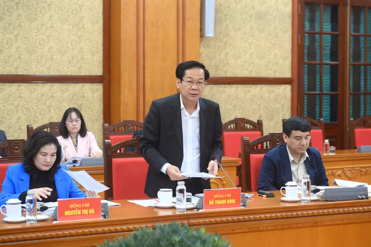 Bộ trưởng Nội vụ Đỗ Thanh Bình phát biểu tại cuộc làm việc. (Ảnh: ĐĂNG KHOA)