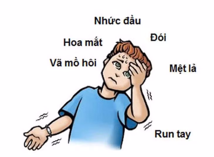 Triệu chứng của hạ đường huyết - Ảnh: BVCC