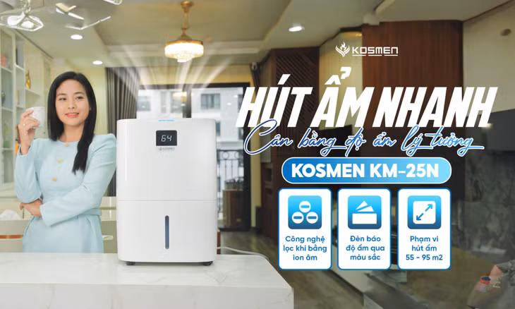 Máy hút ẩm Kosmen KM-25N giúp duy trì bầu không khí khô thoáng và sạch sẽ.