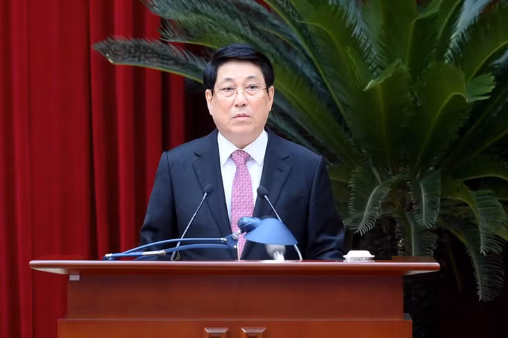 Chủ tịch nước Lương Cường điều hành phiên khai mạc Hội nghị. (Ảnh ĐĂNG KHOA)