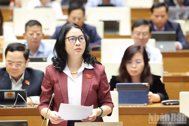 Đại biểu Nguyễn Thị Lan (Hà Nội) phát biểu. (Ảnh: DUY LINH)