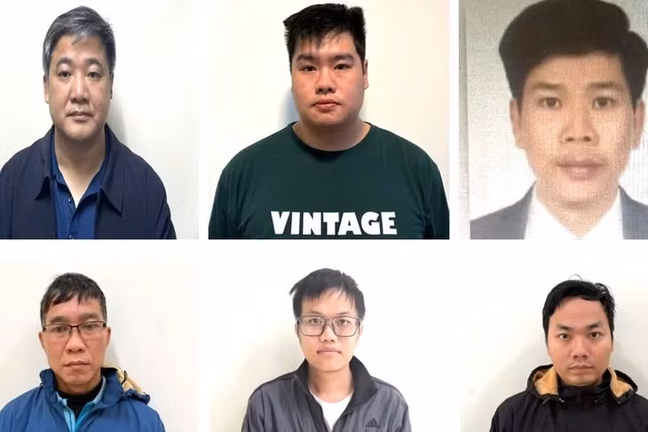 Các bị can Trần Đăng Ninh, Nguyễn Mạnh Duy, Hoàng Bá Nghị, Lê Sỹ Nghị, Nguyễn Trường, Vũ Đức Hải (từ trái qua, từ trên xuống) - Ảnh: Bộ Công an