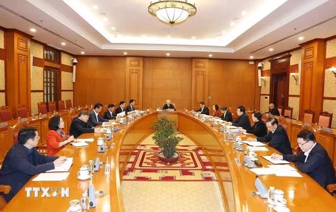 Tổng Bí thư Nguyễn Phú Trọng phát biểu kết luận phiên họp. (Ảnh: Trí Dũng/TTXVN)