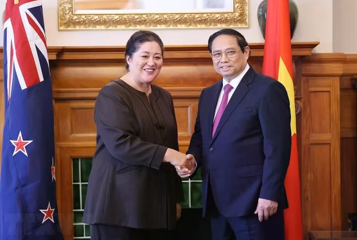 Thủ tướng Phạm Minh Chính hội kiến Toàn quyền New Zealand Dame Cindy Kiro. (Ảnh: Dương Giang/TTXVN)